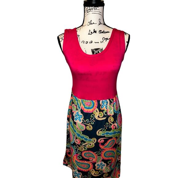 Lolly Wolly Doodle Women's Size XS Paisley‎ Pink Tank Dress In Spring Colors - Picture 6 of 9